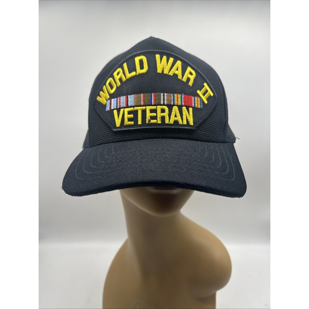 Eagle Crest Hat Cap‎ Adults Black World War 2 Veteran Official Military USA